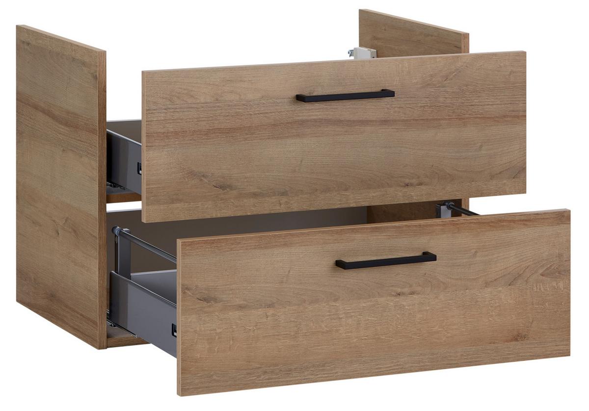 Waschbeckenunterschrank Bavelli B: 72 cm Eiche Dekor - Eichefarben, KONVENTIONELL, Holzwerkstoff (72/52/44cm)