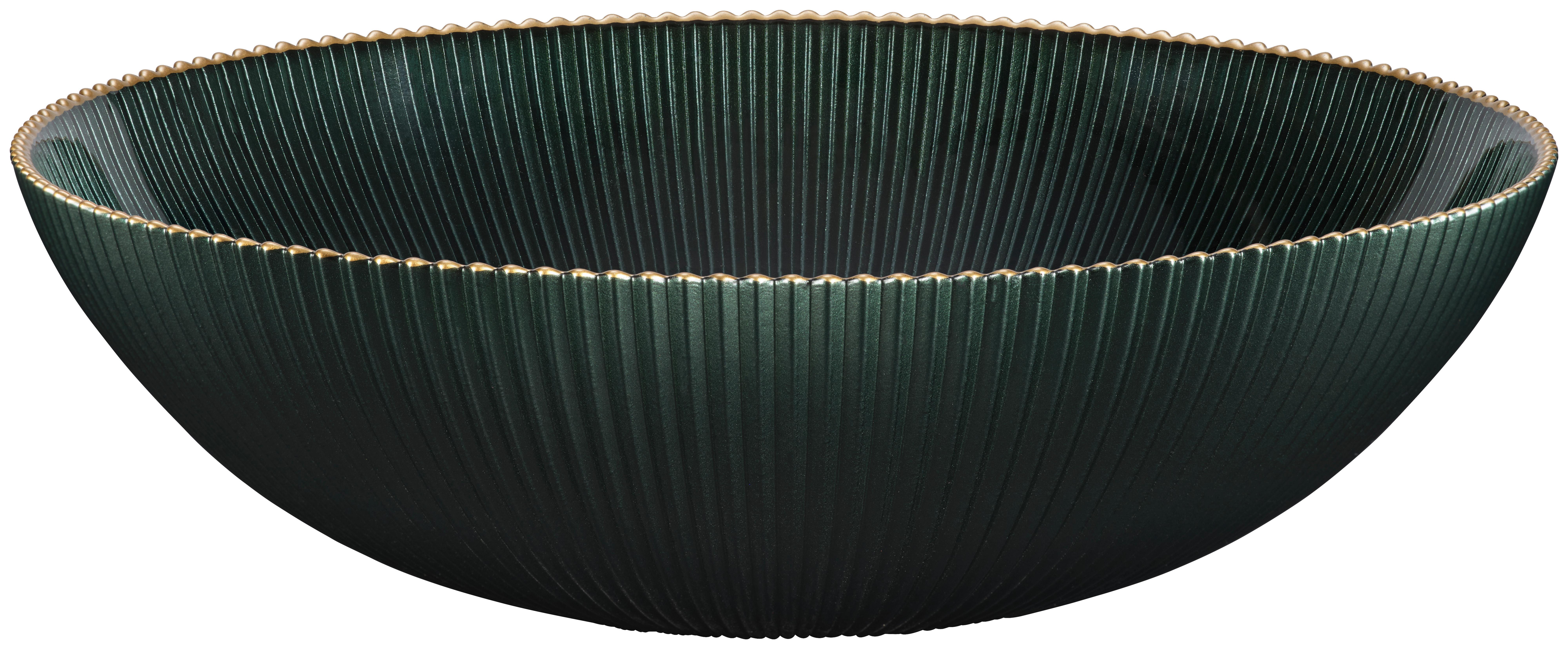 Schüssel Filipa - Dunkelgrün/Goldfarben, Design, Glas (24,8cm) - Luca Bessoni