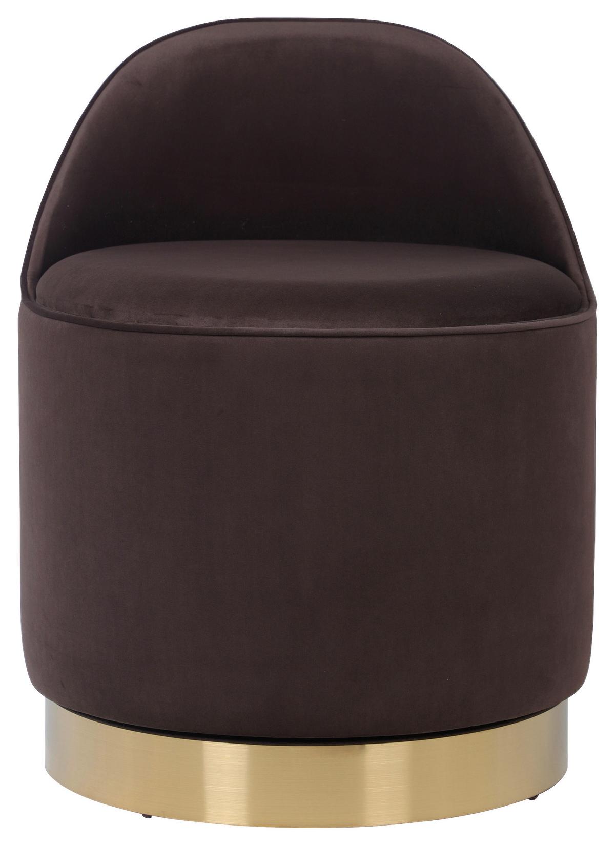 Drehhocker Viktor 125 Braun D: 52 Cm - Goldfarben/Braun, Design, Textil/Metall (52/68cm) - Kayoom