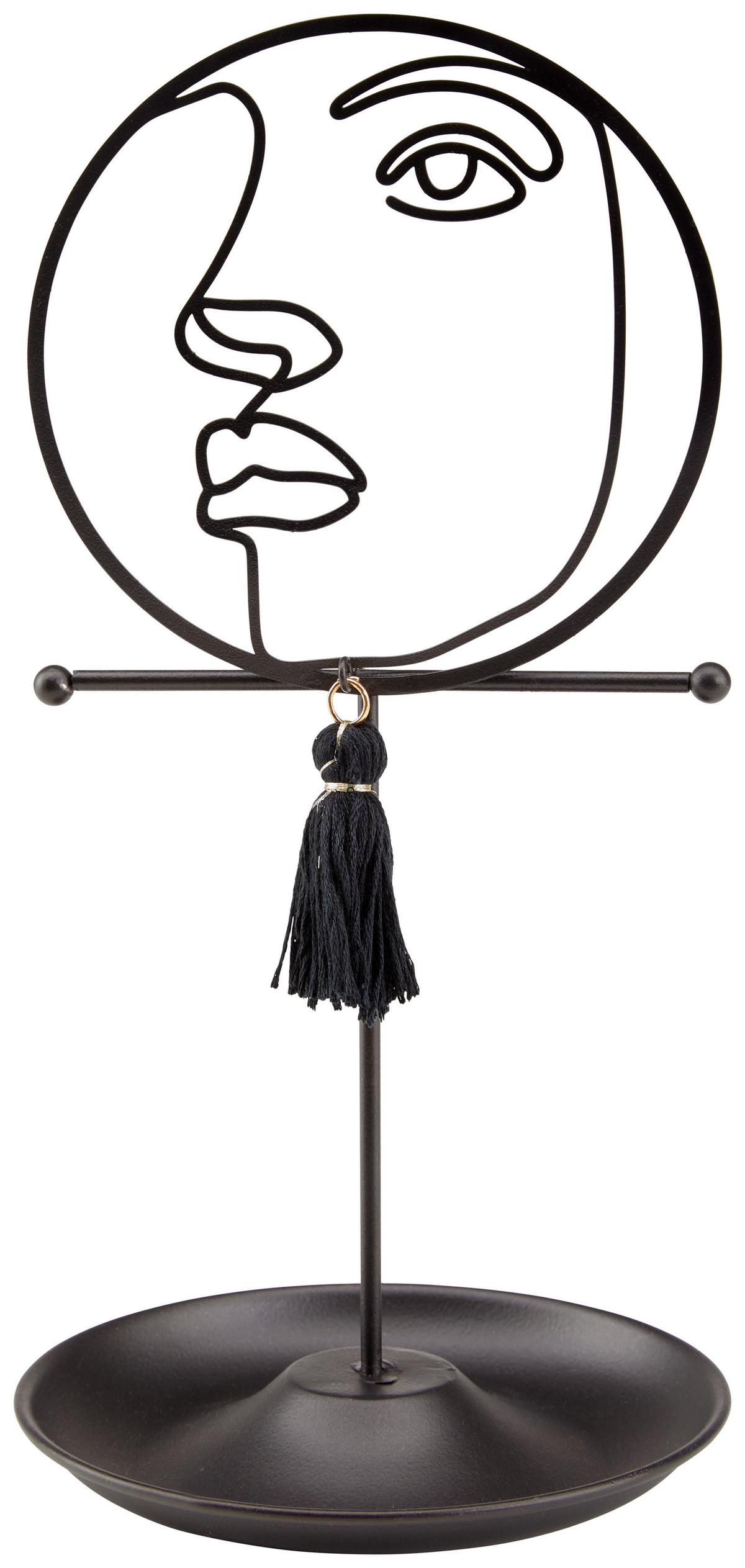 Schmuckständer aus Metall in Schwarz mit Zierquaste
