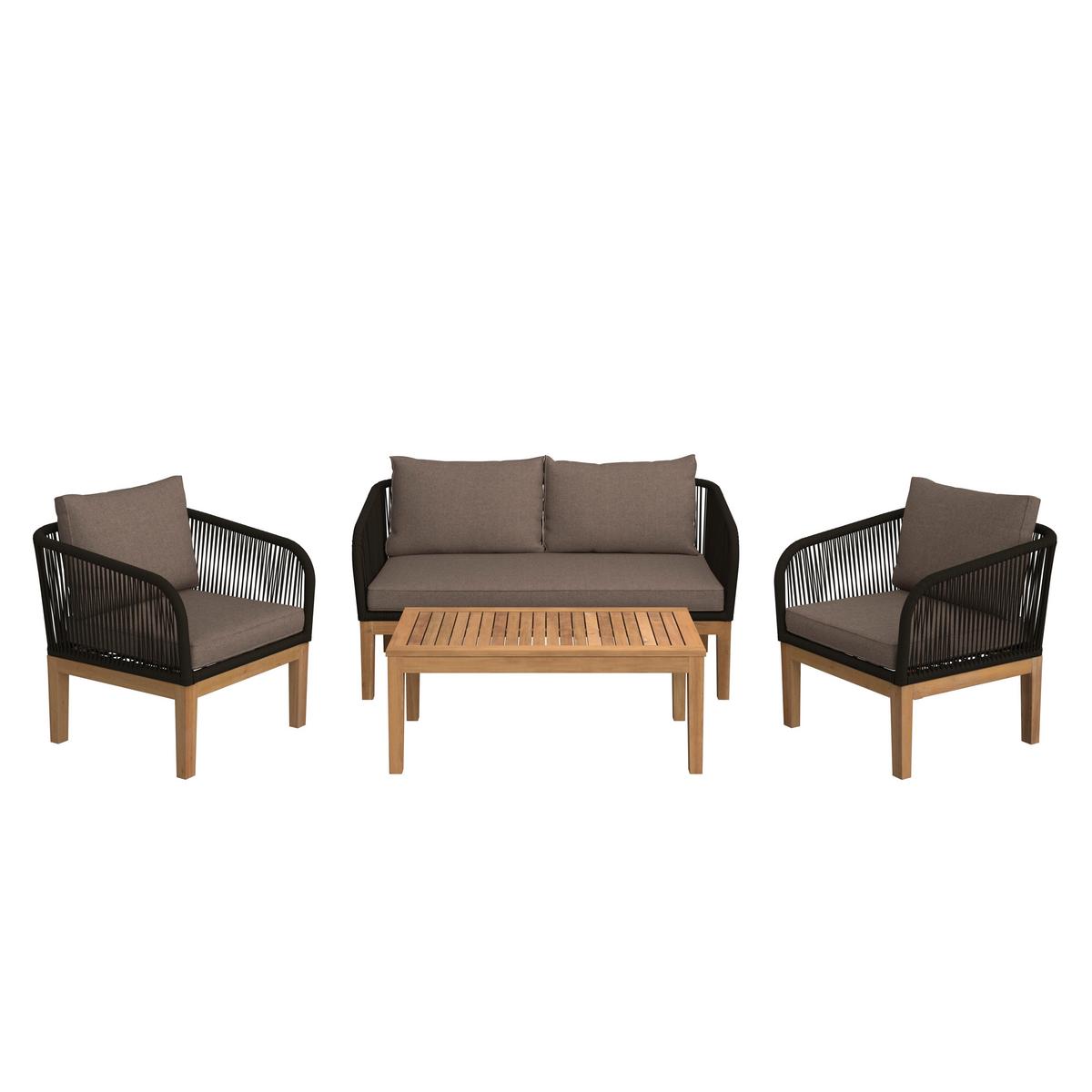 TERASOVÁ SEDACÍ SOUPRAVA MAJA - šedá/barvy akácie, Moderní, kov/dřevo (142/74/73cm) - Mömax