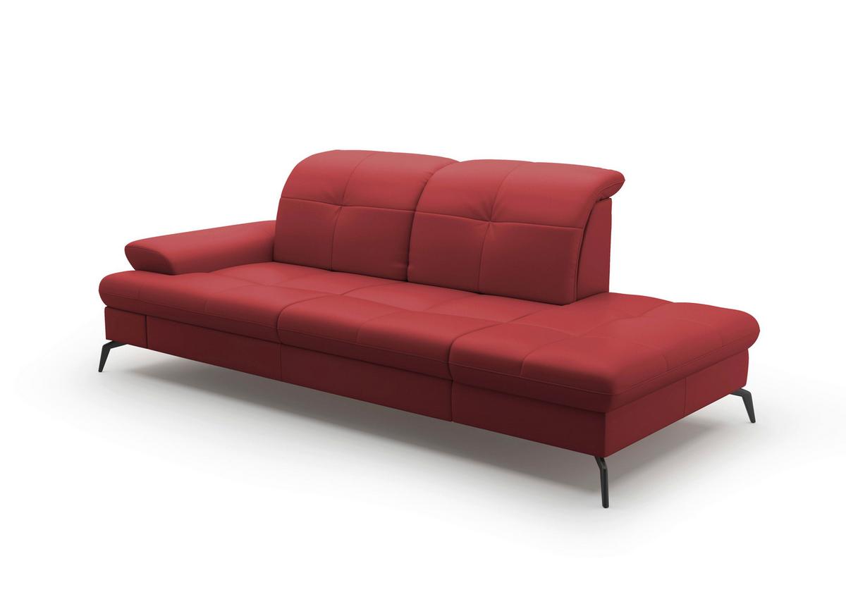 Récamiere Amica E, Rot B: 231 Cm - Rot/Schwarz, KONVENTIONELL, Leder (231/90/122cm) - Sit & More