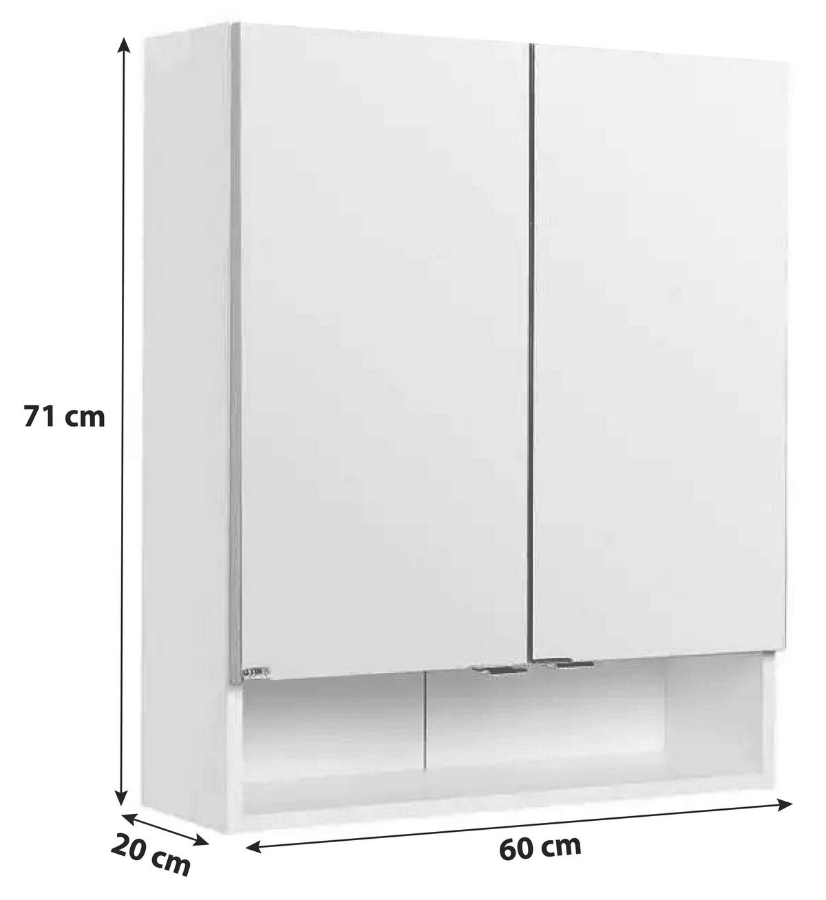 Spiegelschrank Rallye mit Led 2-Türig BxHxT: 60x71x20 cm Weiß - Weiß, KONVENTIONELL, Holzwerkstoff (60/71/20cm) - Held