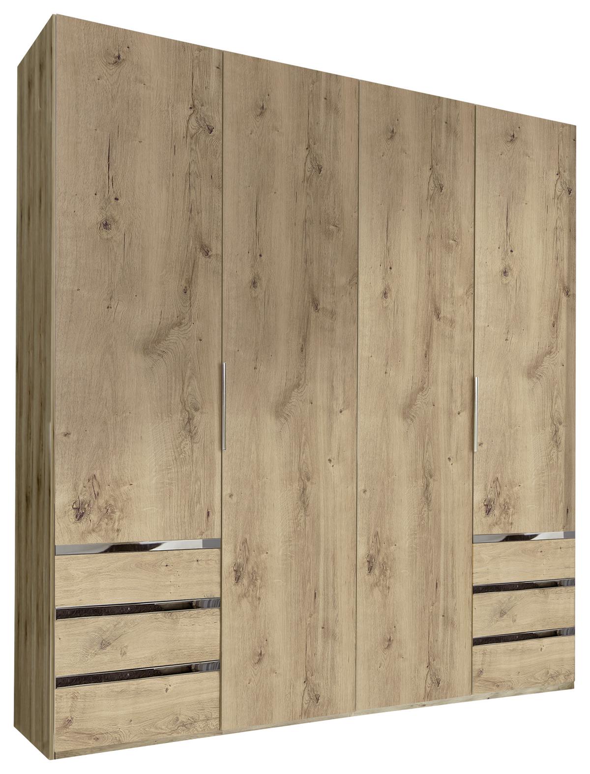 Drehtürenschrank mit Laden 200cm Level 36a, Eiche Dekor - Plankeneiche/Eichefarben, MODERN, Holzwerkstoff (200/216/58cm) - MID.YOU