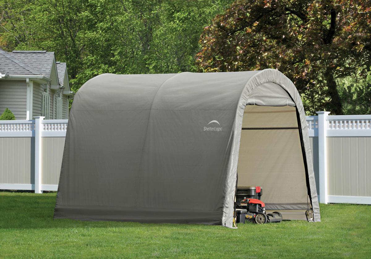 Zeltgarage Shed-In-A-Box 9m² Round Top - Grau, Basics, Kunststoff (300/240/300cm)
