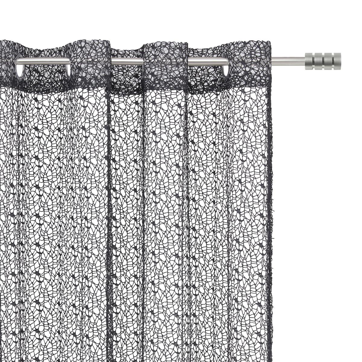ZÁVES S OČKAMI ASTRID, 140/245 cm - čierna, Modern, textil (140/245cm) - Modern Living