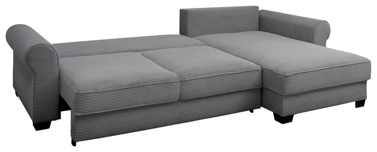 Ecksofa Maureen Dunkelgrau S:318x197cm - Dunkelgrau/Schwarz, KONVENTIONELL, Textil (318/197cm) - MID.YOU