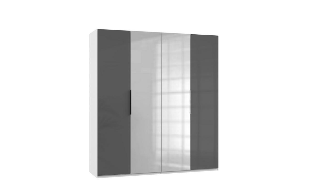 Drehtürenschrank 200cm Level, Grau/Weiß - Weiß/Grau, MODERN, Glas/Holzwerkstoff (200/216/58cm) - MID.YOU