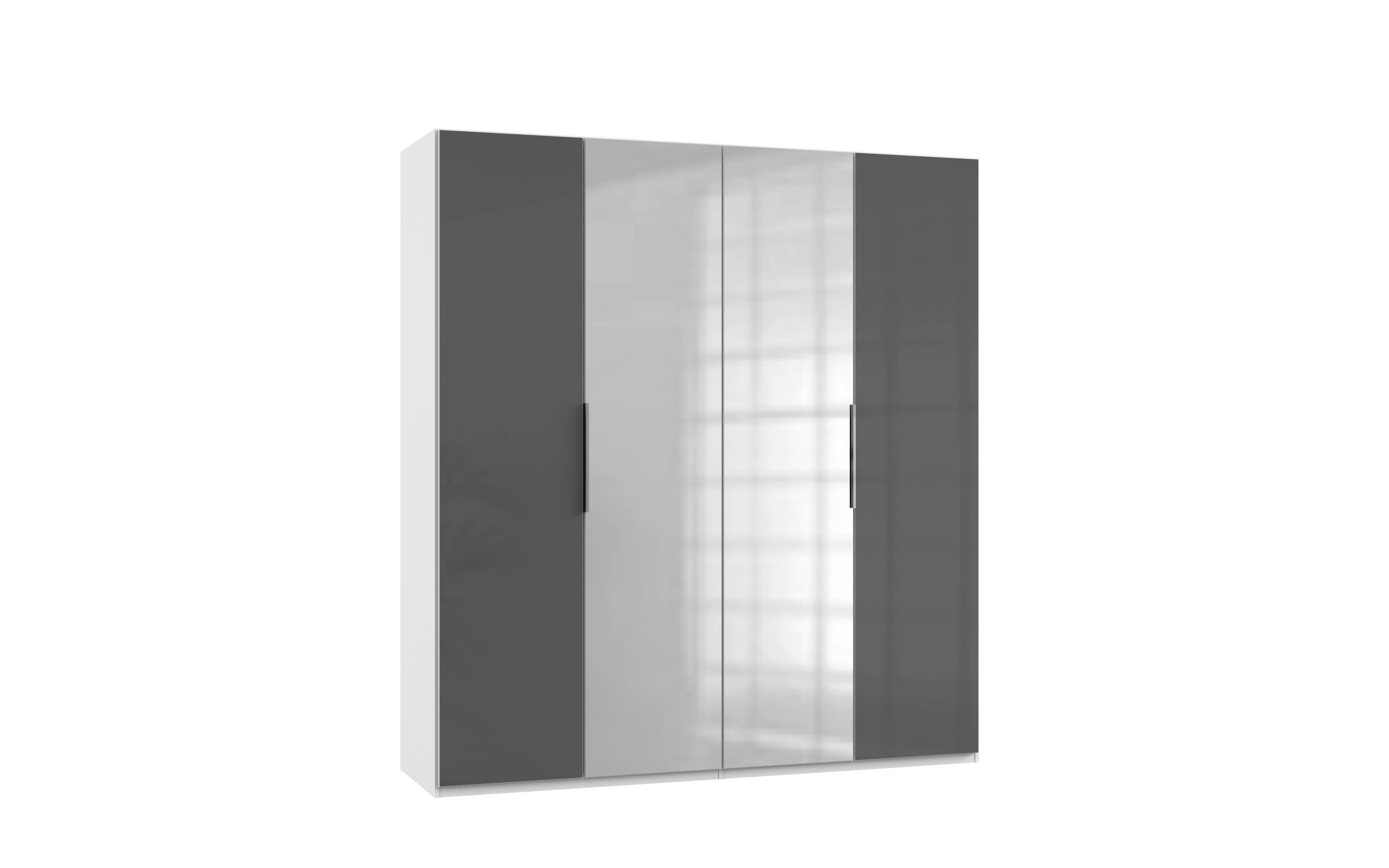 Drehtürenschrank 200cm Level, Grau/Weiß