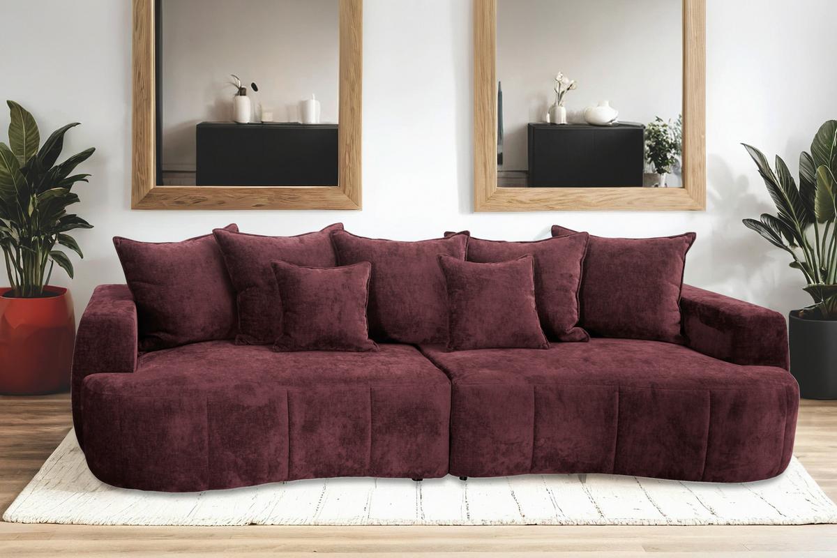 Boxspringsofa Berg - Bordeaux/Schwarz, Trend, Textil (292/71-99/127cm) - Livetastic