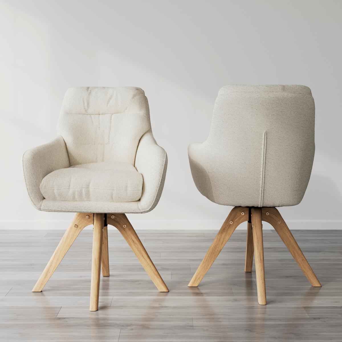 ŽIDLE S PODRUČKAMI JUANA - krémová/přírodní barvy, Moderní, dřevo/textil (61/93/65cm) - Bessagi Home