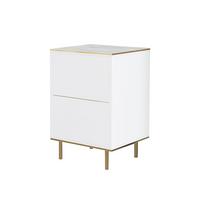 Nachttisch Imaj Weiß/Goldfarben B: 40cm - Goldfarben/Schwarz, Design, Holzwerkstoff/Metall (40/60/35cm) - Livetastic