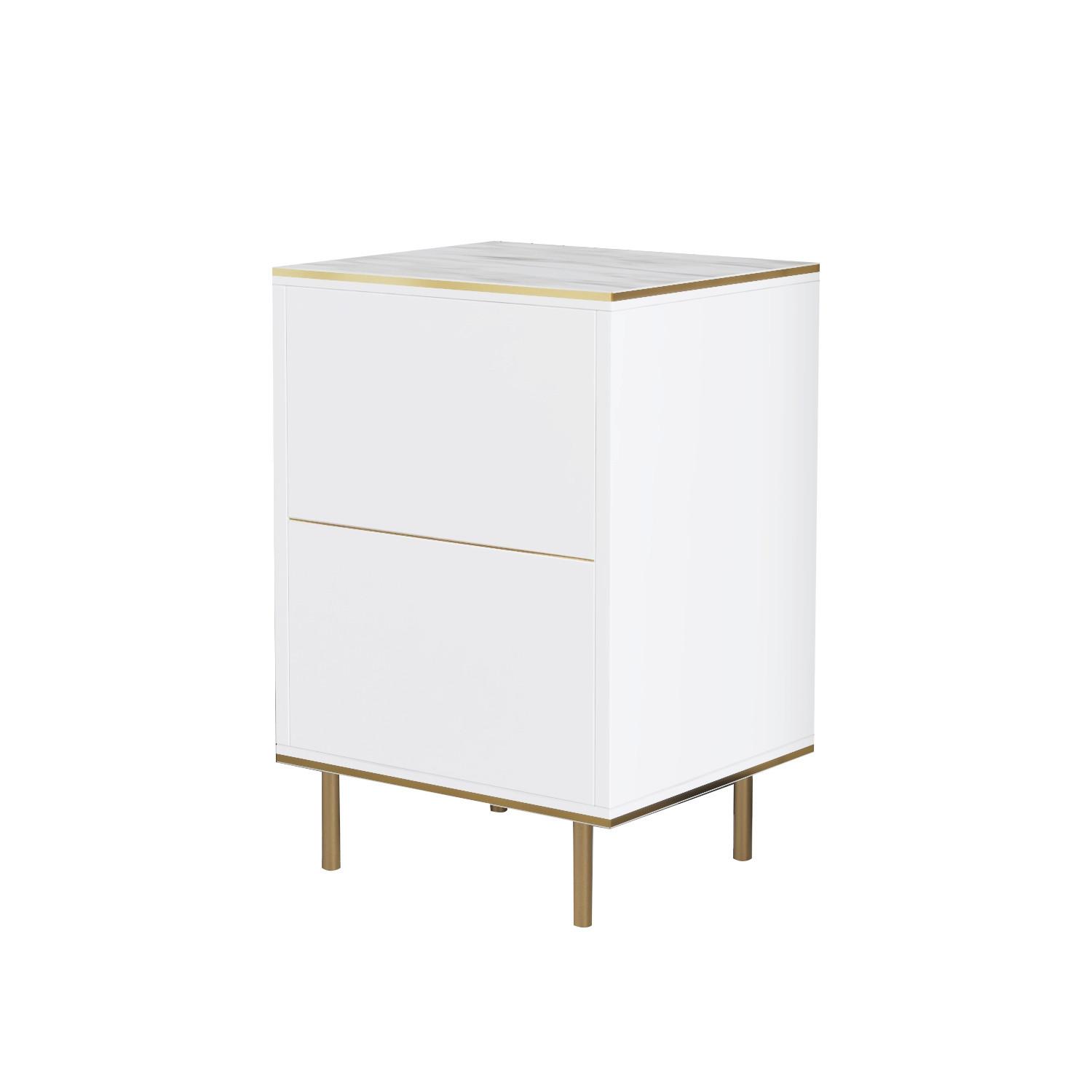 Nachttisch Imaj Weiß/Goldfarben B: 40cm