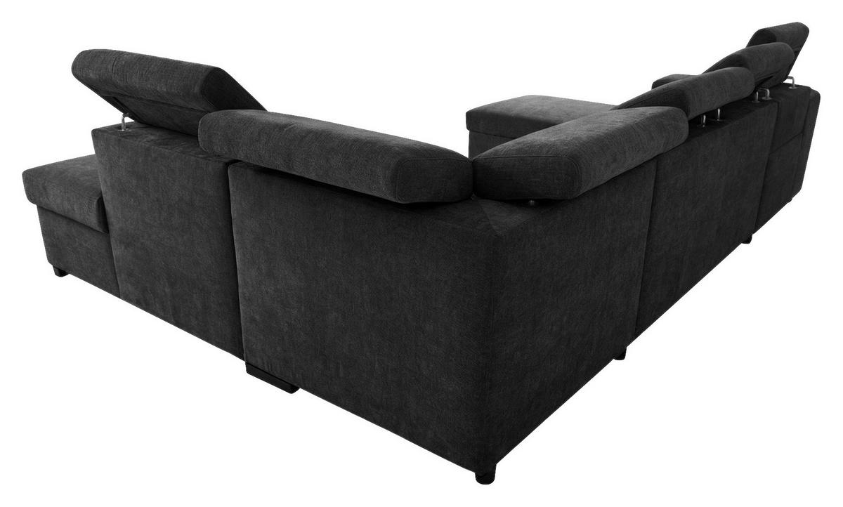 Wohnlandschaft Sirus XL schwarz, 219x334cm - Eichefarben/Schwarz, KONVENTIONELL, Holz/Holzwerkstoff (219/334cm)