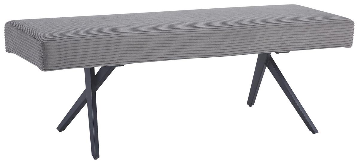 Sitzbank Ohne Lehne Cord Dunkelgrau, B: 140 Cm - Dunkelgrau/Schwarz, KONVENTIONELL, Textil/Metall (140/49/47cm) - MID.YOU