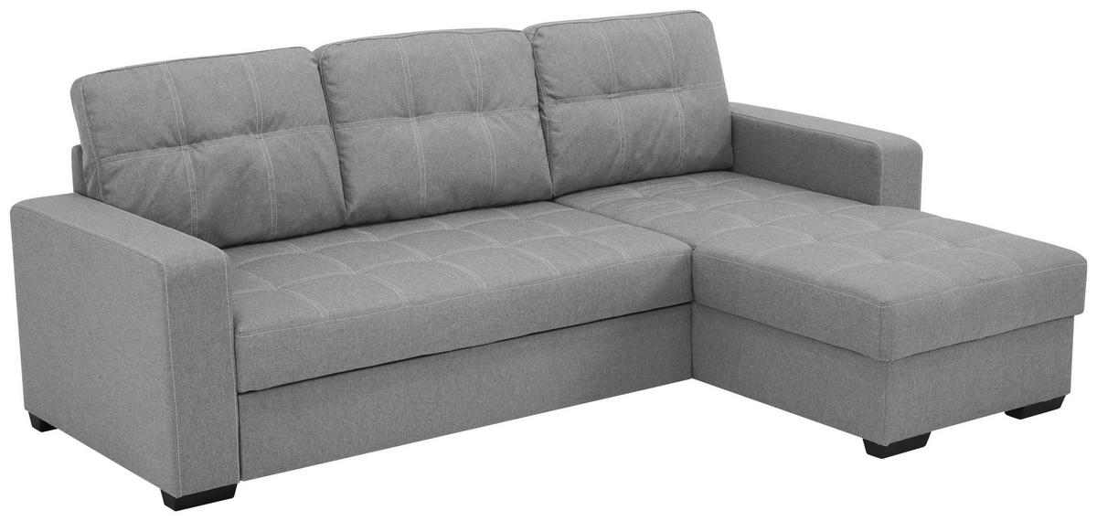 Eckschlafsofa Mediolan Grau S: 240x160 cm - Schwarz/Weiß, Design, Textil (240/160cm) - Livetastic