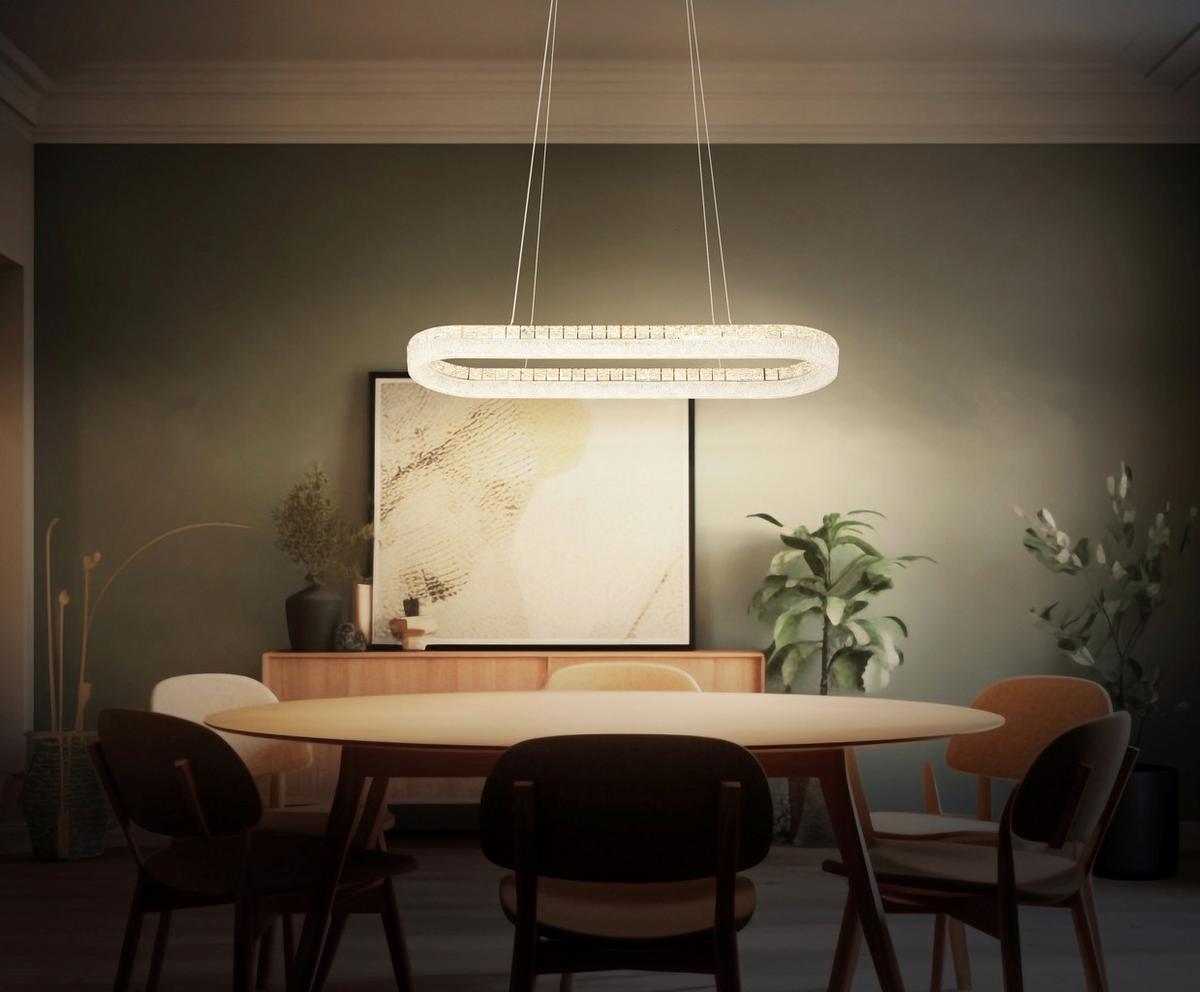 LED-Hängeleuchte Memory-Funktion - Klar/Chromfarben, KONVENTIONELL, Glas/Kunststoff (120/31,5/100,1cm) - Globo