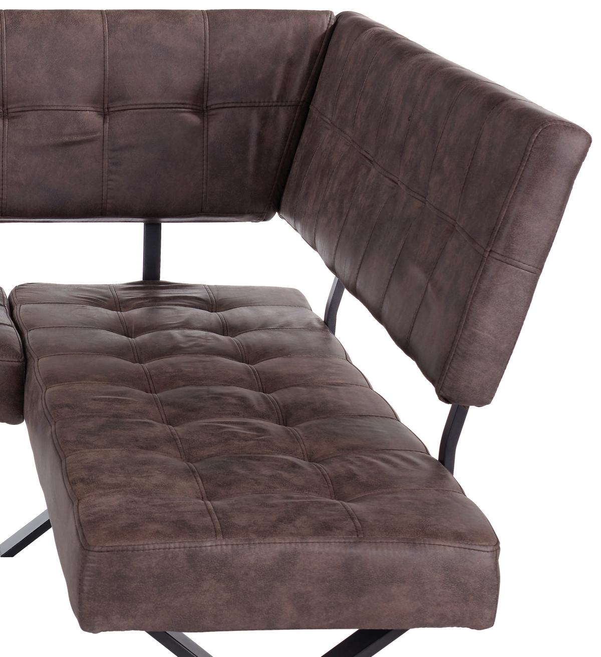 Eckbank Vintage Braun Lederlook Donna 200x150 Cm - Anthrazit/Braun, MODERN, Textil/Metall (200/150cm)