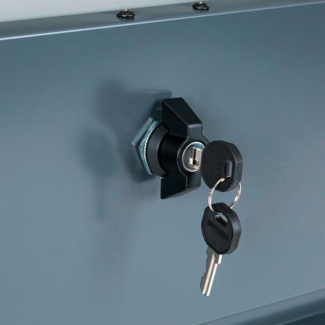 Kissenbox aus Metall in Anthrazit versperrbar Detail