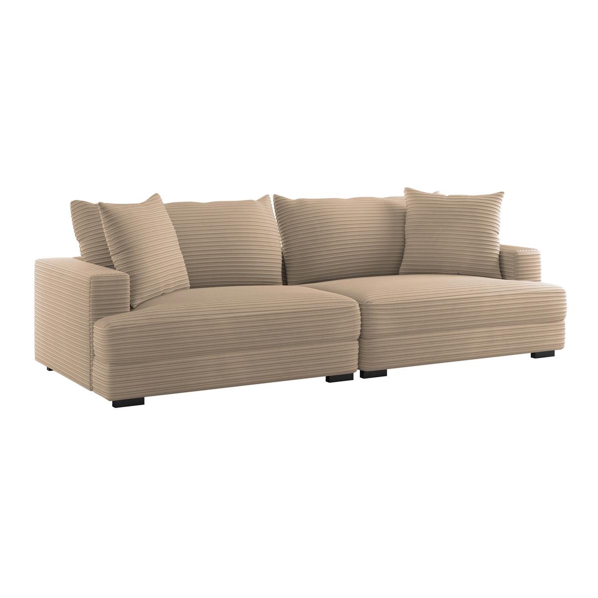 Big Sofa Pelle Mit Kissen B: 261 Cm Hellgrau/beige - Wengefarben/Beige, Trend, Textil (261/124cm) - Luca Bessoni
