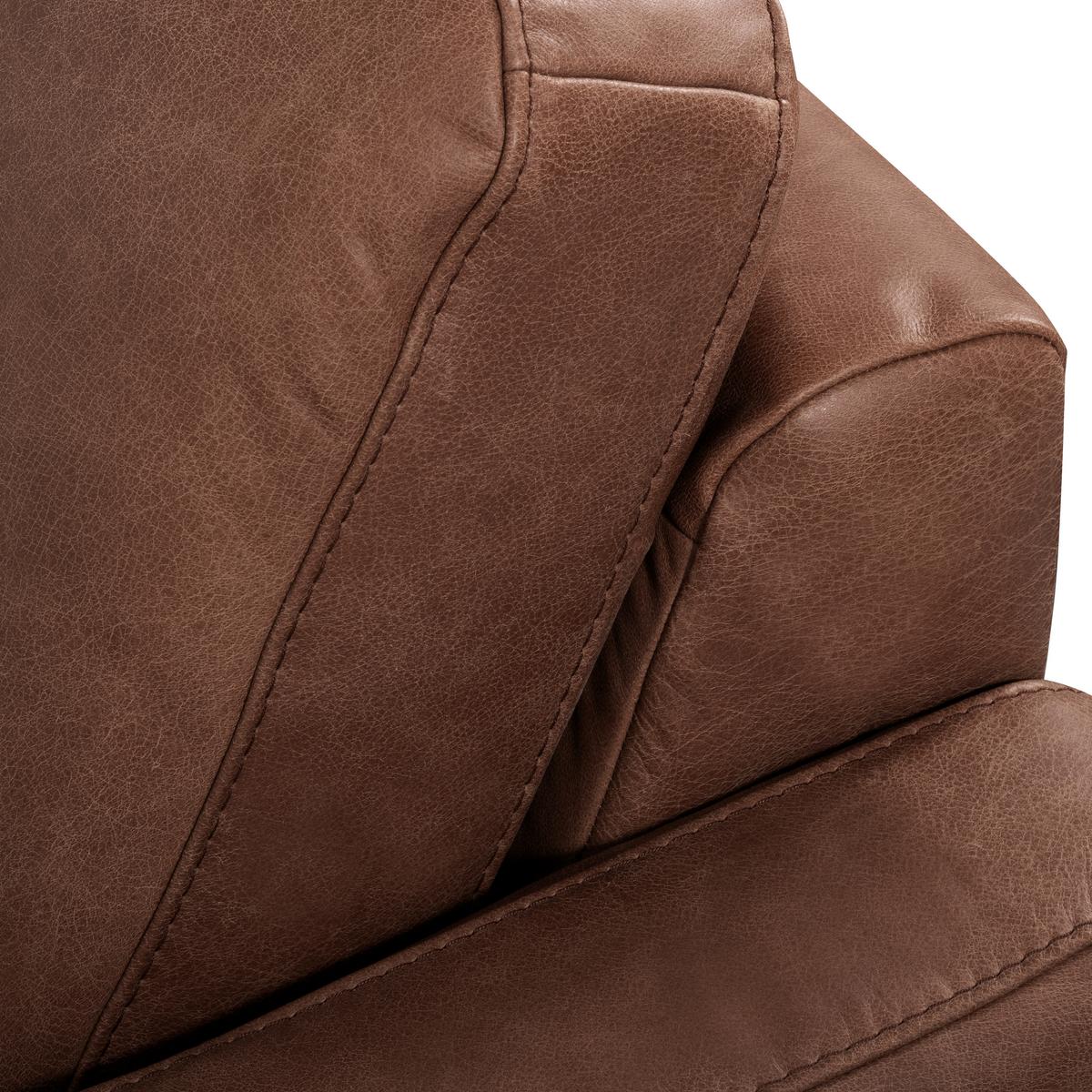 3-Sitzer-Sofa Spring, Dunkelbraun B: 187 cm - Dunkelbraun/Schwarzchrom, Design, Leder (187/85/92cm) - Livetastic