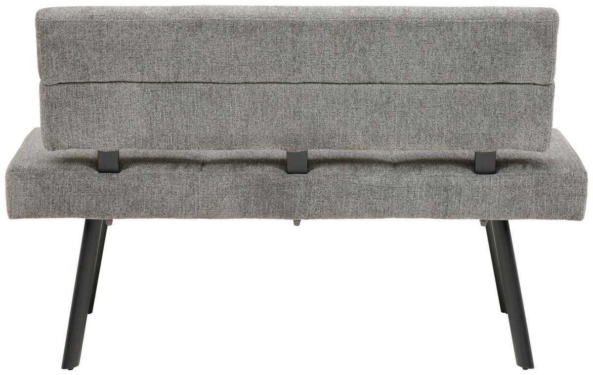 Sitzbank Paros mit Lehne Anthrazit, B: 140 cm - Anthrazit/Schwarz, KONVENTIONELL, Textil/Metall (140/88/62cm) - MID.YOU