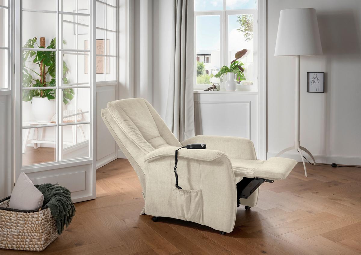 Fernsehsessel Harry Beige B: 77 cm - Beige/Schwarz, Design, Textil (77/107/88cm) - Livetastic