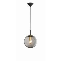 Hängeleuchte Dini H: 140 Cm 1-Flammig, Rauchglas Kugel - Schwarz, Trend, Glas/Kunststoff (25/140cm) - Fischer & Honsel