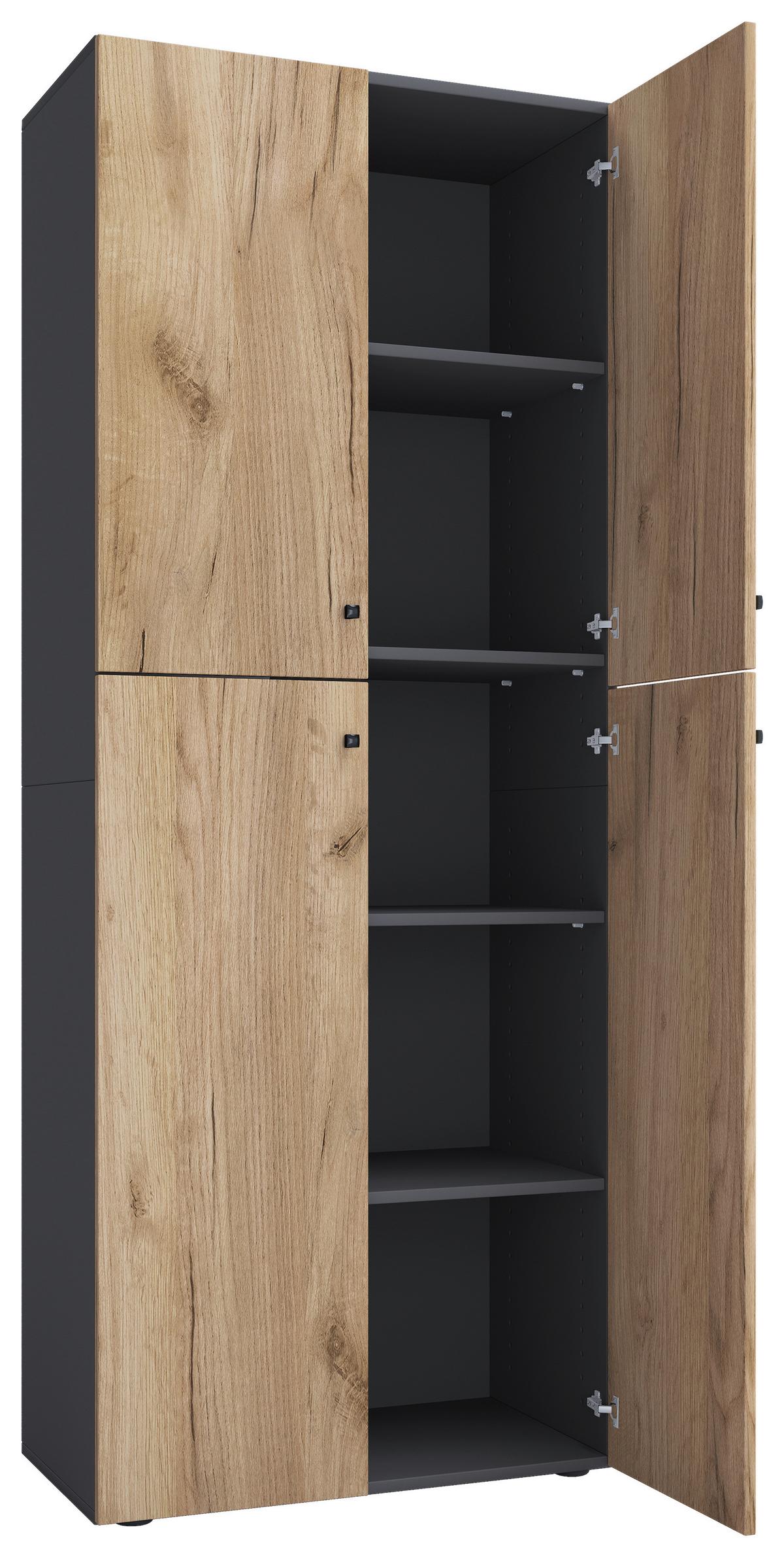 Drehtürenschrank 70cm Lona Anthrazit/Honigeiche - Honigeiche/Anthrazit, Design, Holzwerkstoff (70/182/39cm) - MID.YOU