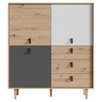 Highboard Bill Eiche Artisan/ Anthrazit/weiß B: 120 Cm - Eichefarben/Anthrazit, Design, Holzwerkstoff (120/135/36,5cm) - MID.YOU