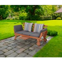 Gartenbank Eukalyptusholz 2-Sitzer Rincon mit Kissen - Braun/Grau, Basics, Holz/Textil (190/77,5/68cm) - Gardenson
