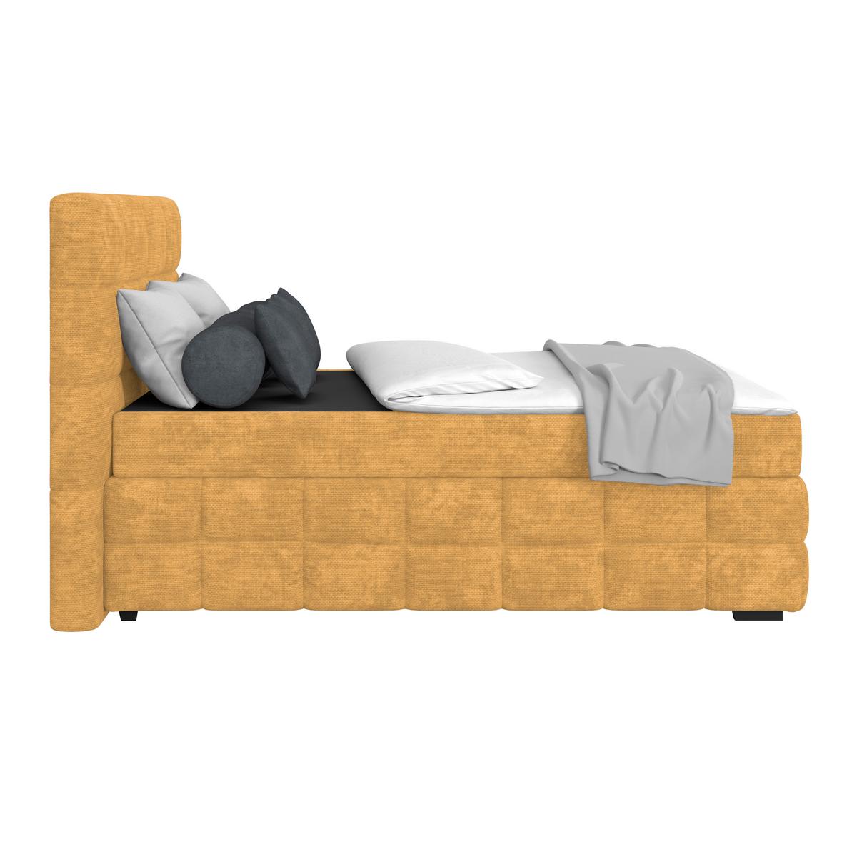 Čalúnená posteľ VEGA 140x200 cm, zlatá - čierna/zlatá, Trend, drevo/textil (140/200cm)