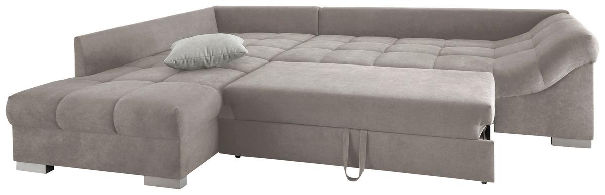 Eckschlafsofa Alvito Taupe S: 202/298 Cm - Taupe/Silberfarben, Design, Textil (202/298cm) - MID.YOU