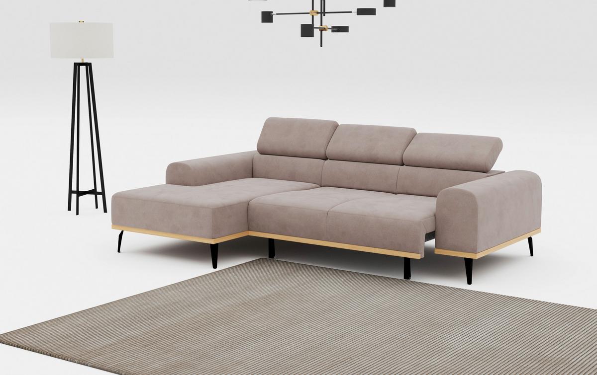 Ecksofa Sandfarben Mit Sitzvorzug S: 157x244 Cm - Sandfarben/Schwarz, KONVENTIONELL, Textil (157/244cm) - Cotta