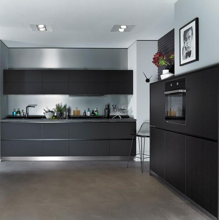 Einbauküche Ip3150 Frei Planbar Modern, Grifflos - Anthrazit, MODERN, Holzwerkstoff - Impuls