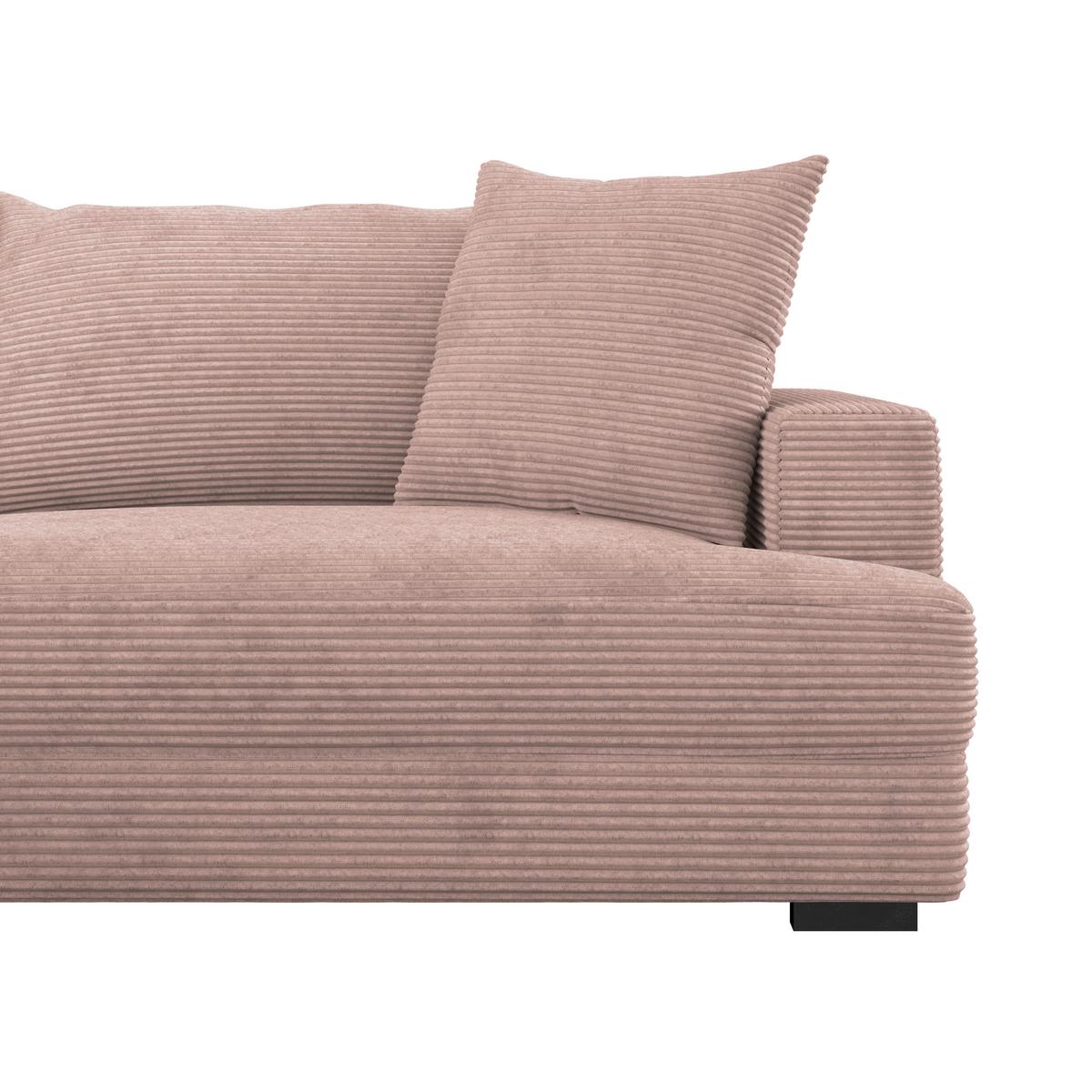 Rohová sedačka PELLE, levá, růžový manšestr - růžová/černá, Moderní, textil (180/265cm)