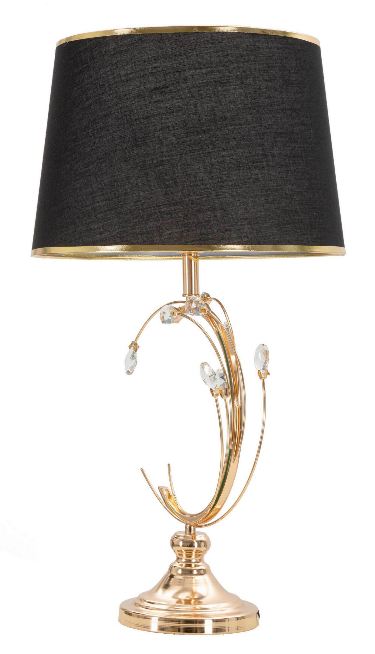 Tischleuchte Bruxelles Schwarz, Goldfarben B: 36 cm - Goldfarben/Schwarz, Basics, Glas/Textil (36/65/36 cm)
