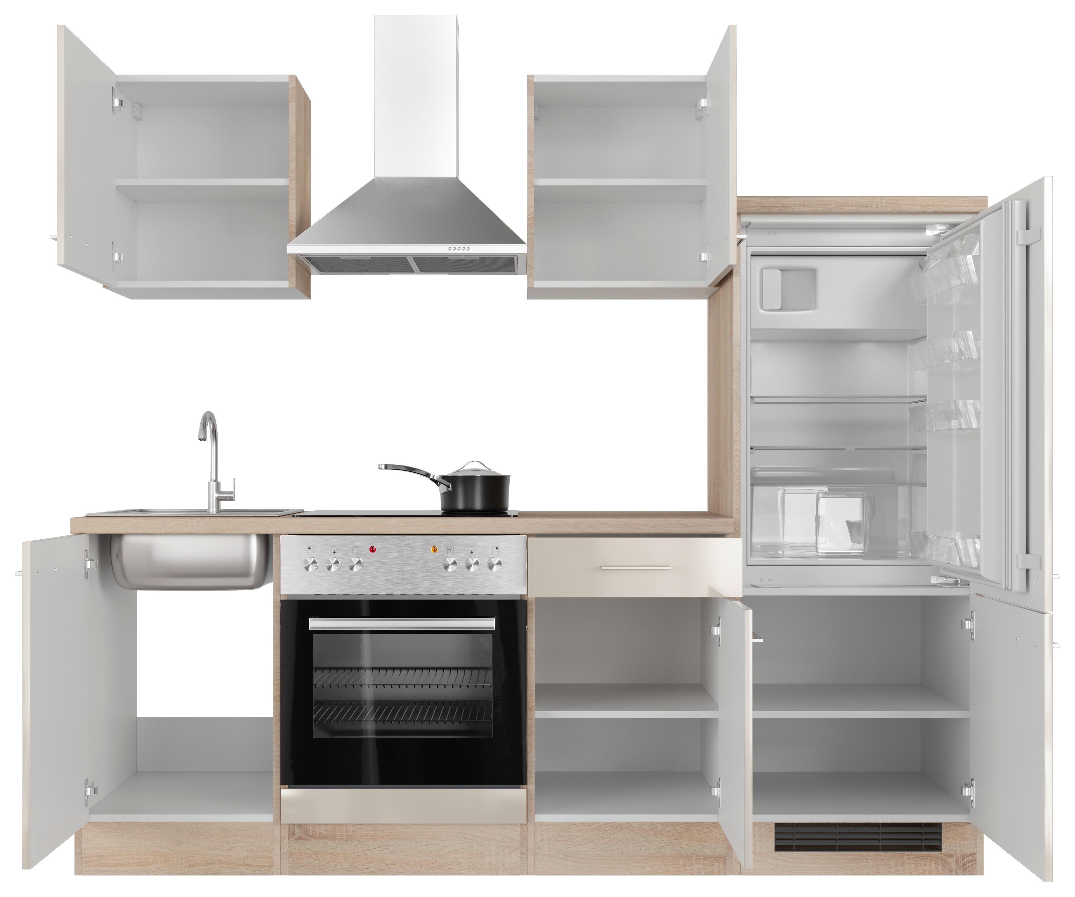 Küchenblock Nepal Sonoma Eiche/Kaschmir B:220cm - Kaschmir/Sonoma Eiche, MODERN, Holzwerkstoff (220cm) - FlexWell