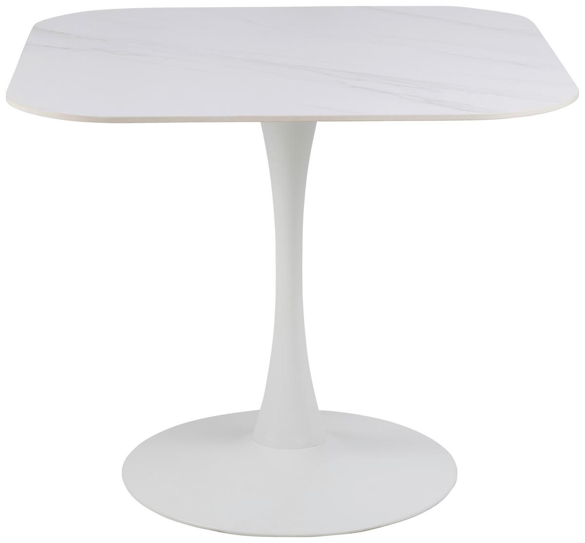 Esstisch Malta B: 90cm Weiß - Weiß, Design, Keramik/Metall (90/90/75cm) - MID.YOU