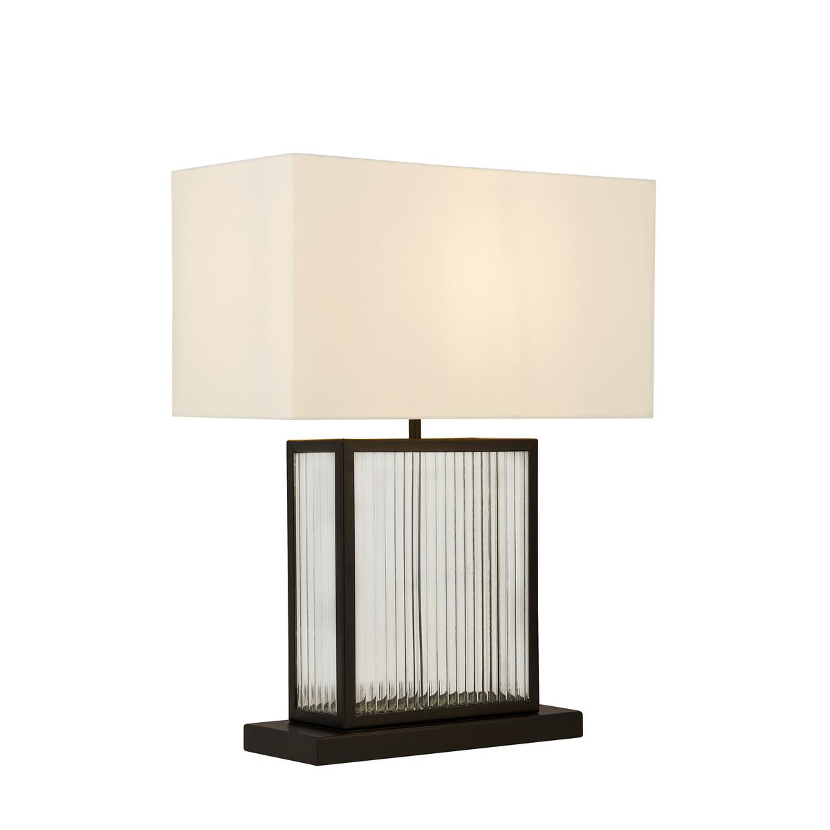 Tischleuchte Eu54210bk Clarendon - Schwarz/Weiß, Design, Glas/Kunststoff (40/53/20cm)