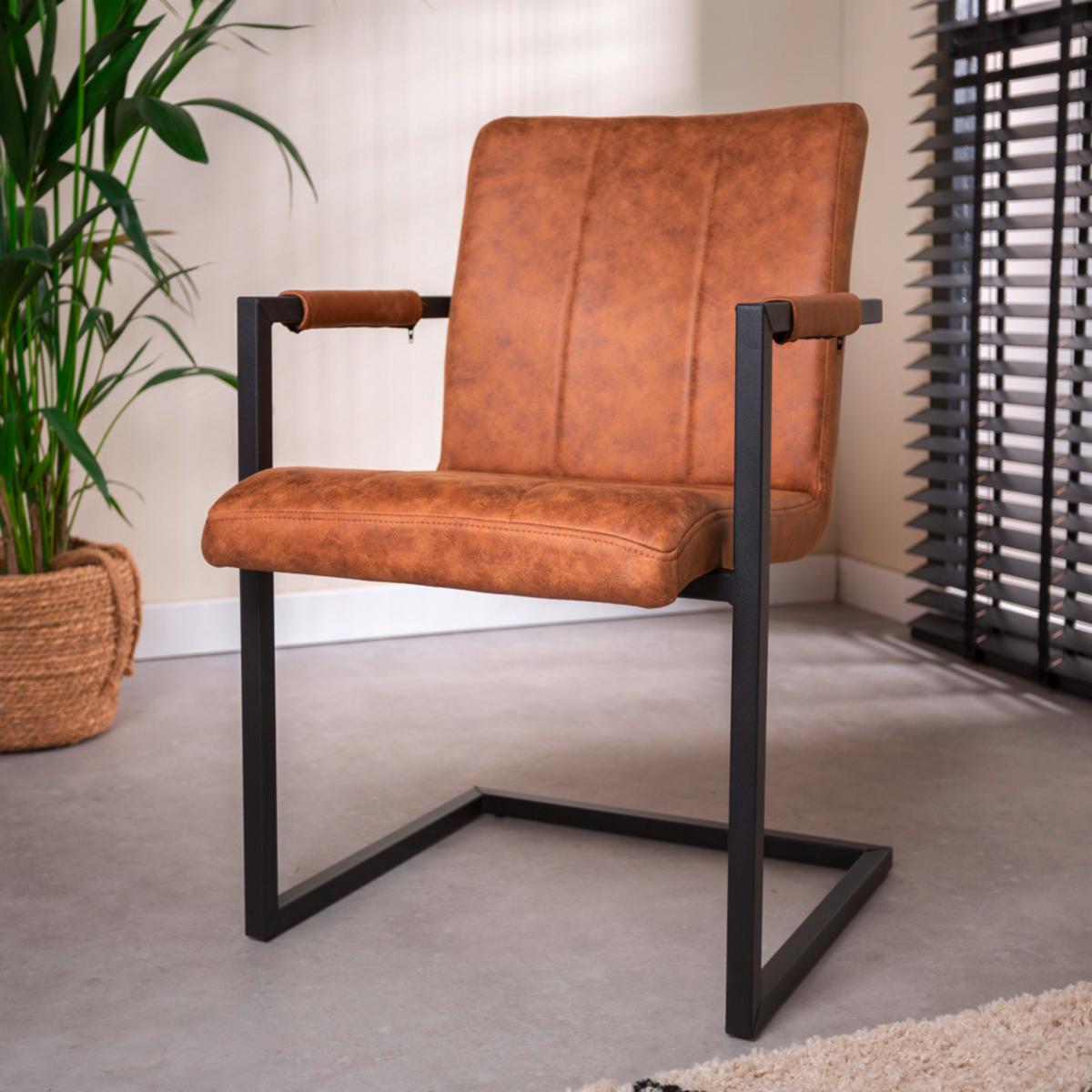 Schwingstuhl-set Brandon Braun B: 54 Cm - Schwarz/Braun, MODERN, Textil/Metall (54/85/61cm) - MID.YOU