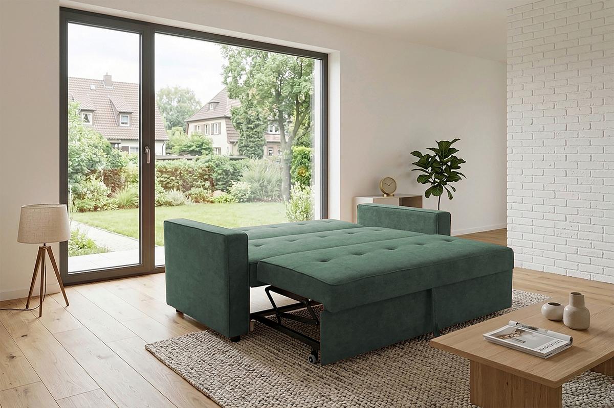 Schlafsofa Haze Dunkelgrün B: 162 cm - Dunkelgrün, Trend, Textil (162/90/89cm)