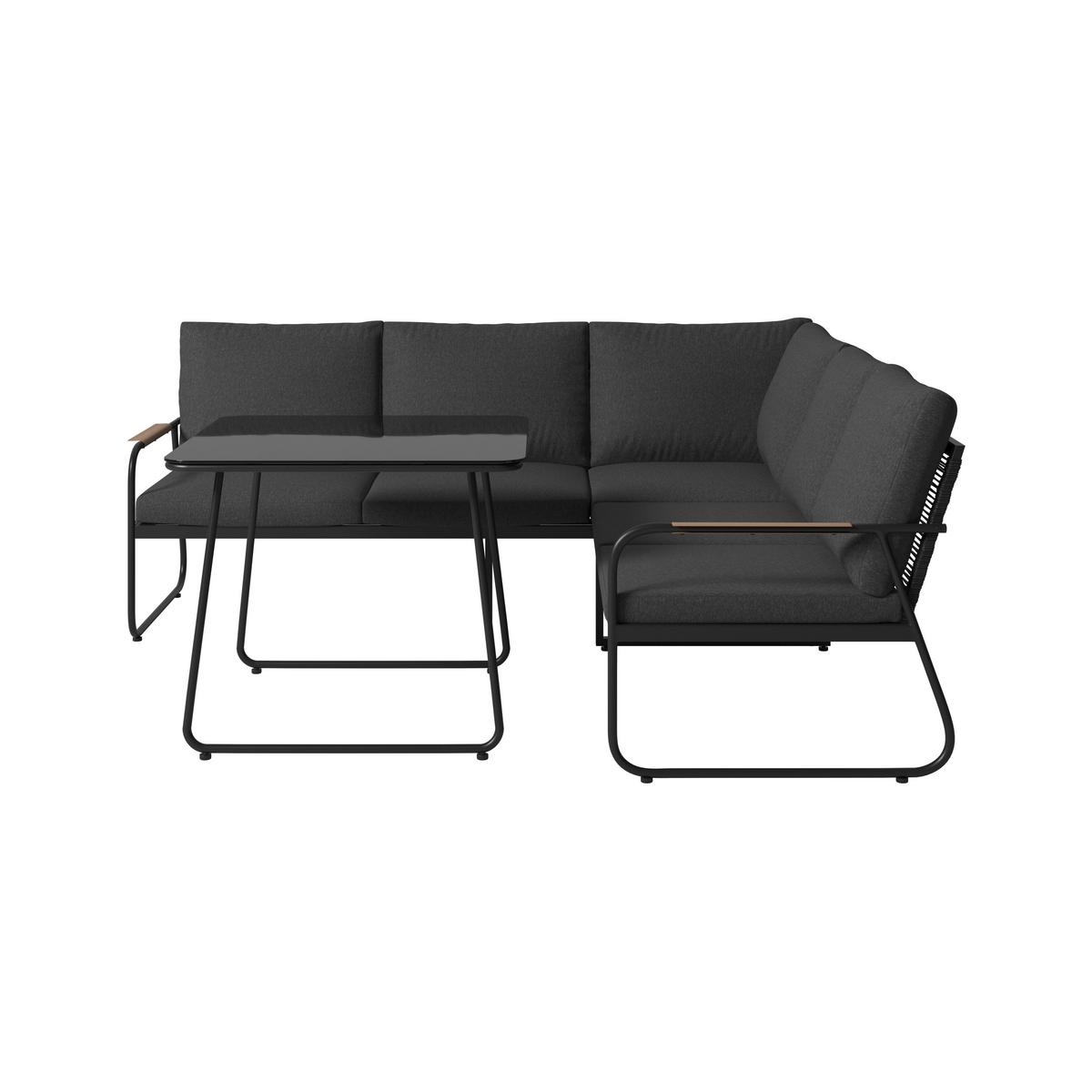Loungegarnitur Granada - Dunkelgrau/Naturfarben, MODERN, Glas/Textil (194/192cm) - Beldano