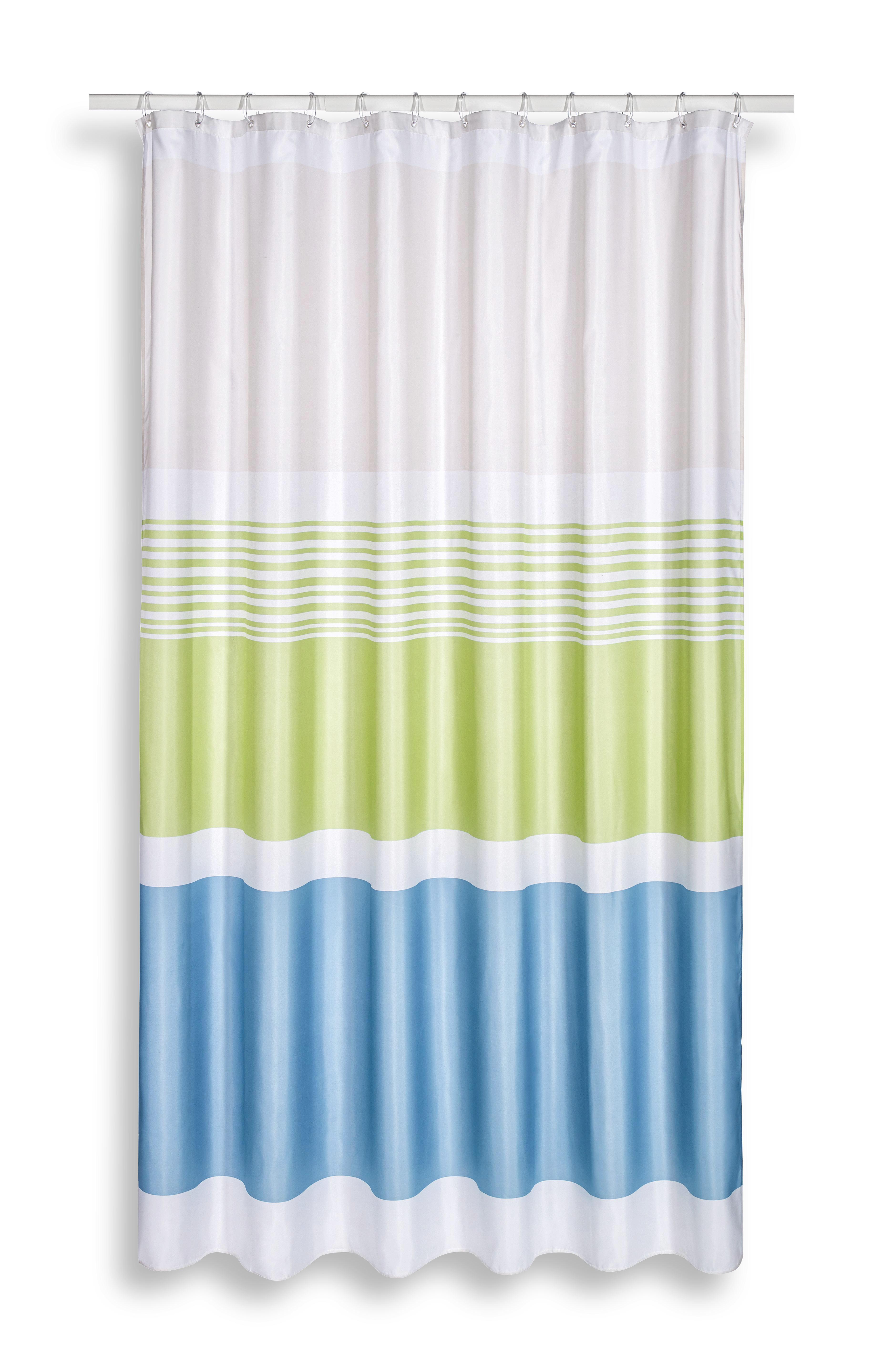 Zuhanyfüggöny Svenja - Zöld/Fehér, modern, Textil (180/200cm)