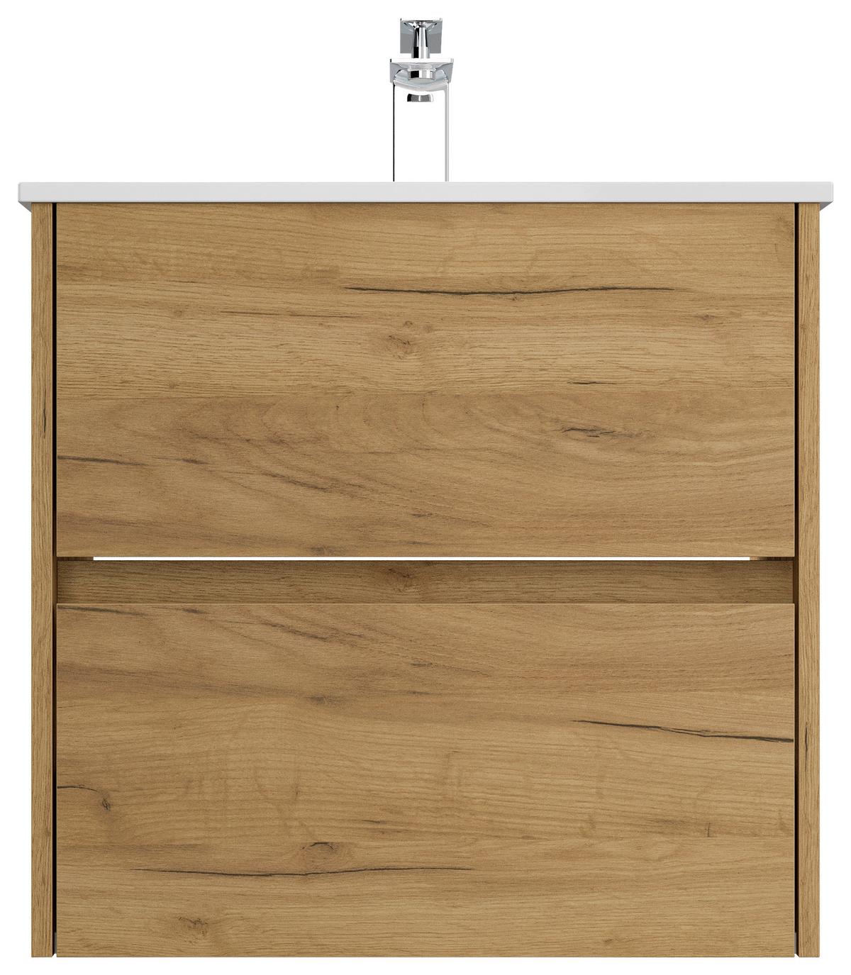 Waschtischkombi Limes Eiche Dekor B: B: 61,5cm - Eichefarben/Weiß, MODERN, Keramik/Holzwerkstoff (61,5/58,5/46,5cm) - MID.YOU