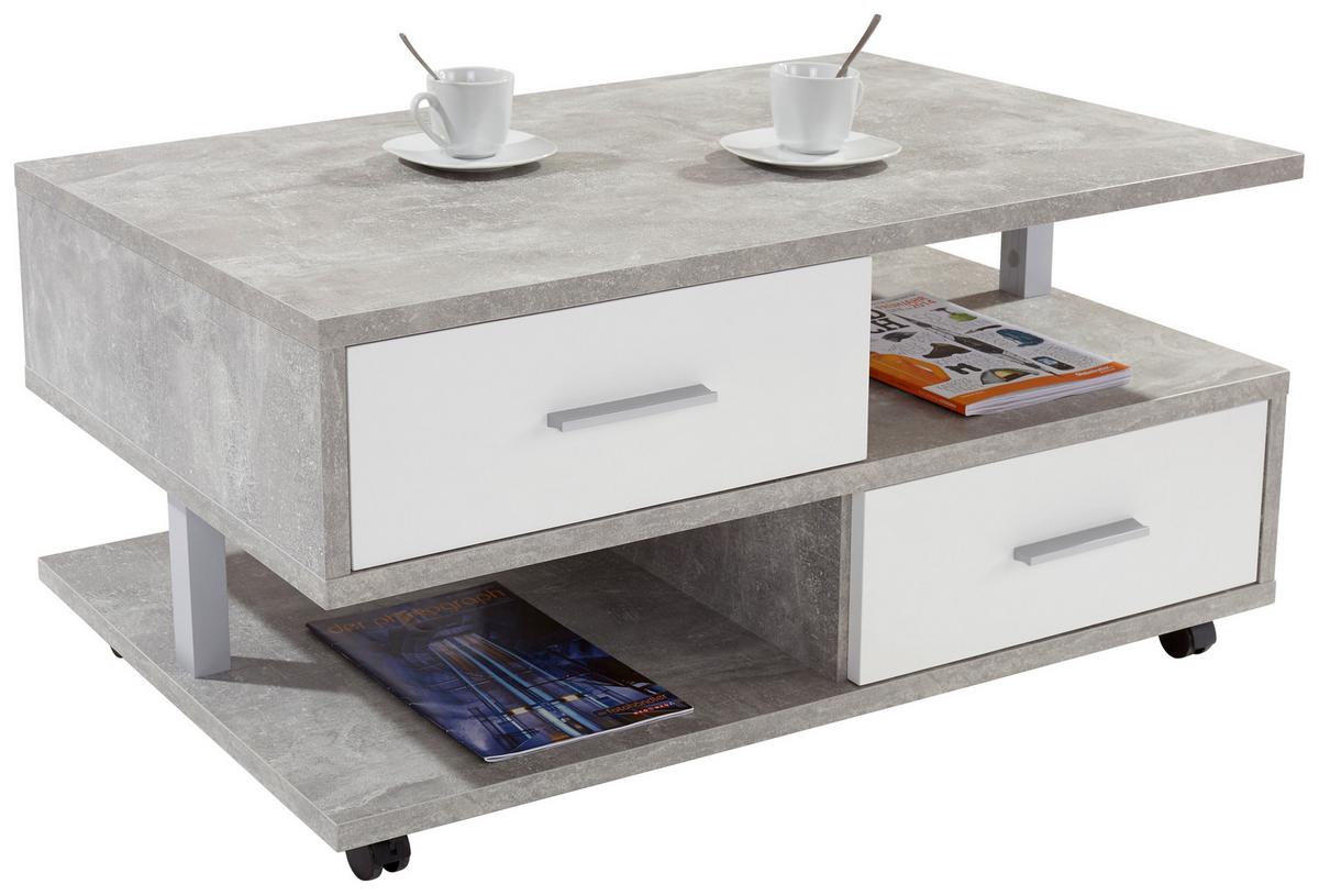 Dohányzóasztal Quattro - fehér/szürke, Modern, faalapú anyag (105/45/60cm)