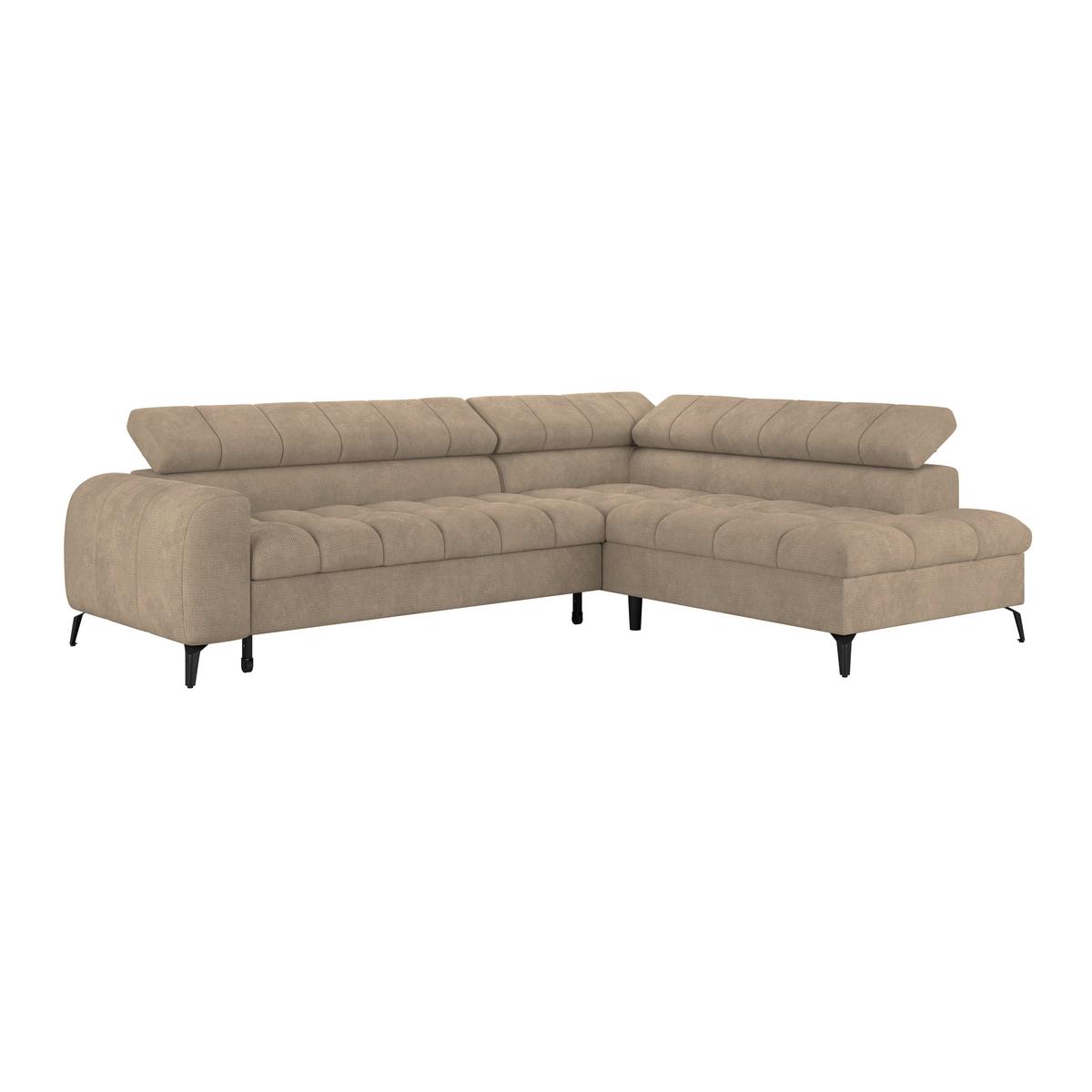 Ecksofa Volf Rechts New Beige, S: 261x203 cm - Beige/Schwarz, Trend, Kunststoff/Textil (261/203cm)