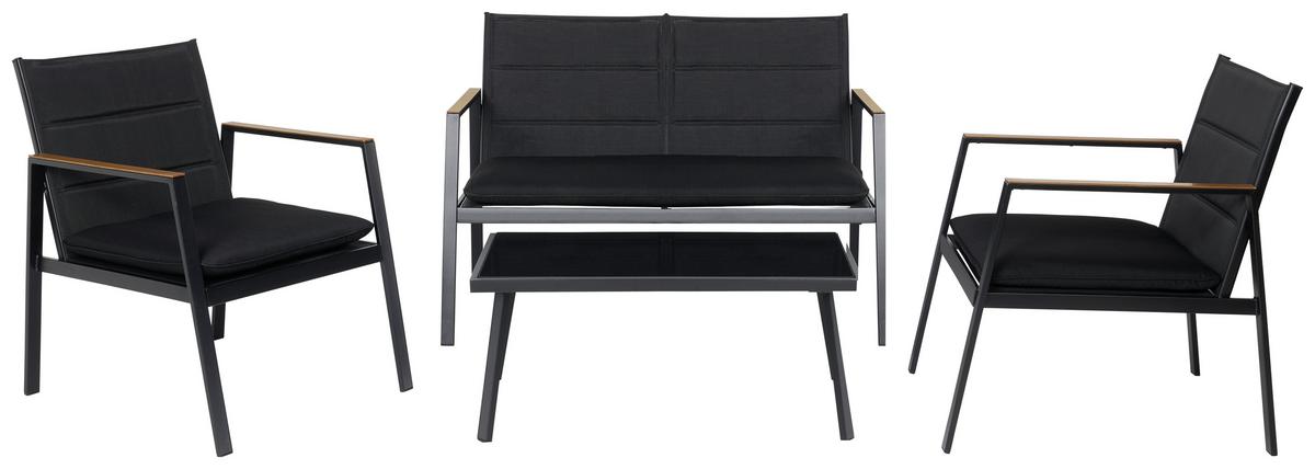 TERASOVÁ SEDACÍ SOUPRAVA MARLENA - černá, Moderní, kov/textil (83/37/44cm) - Modern Living