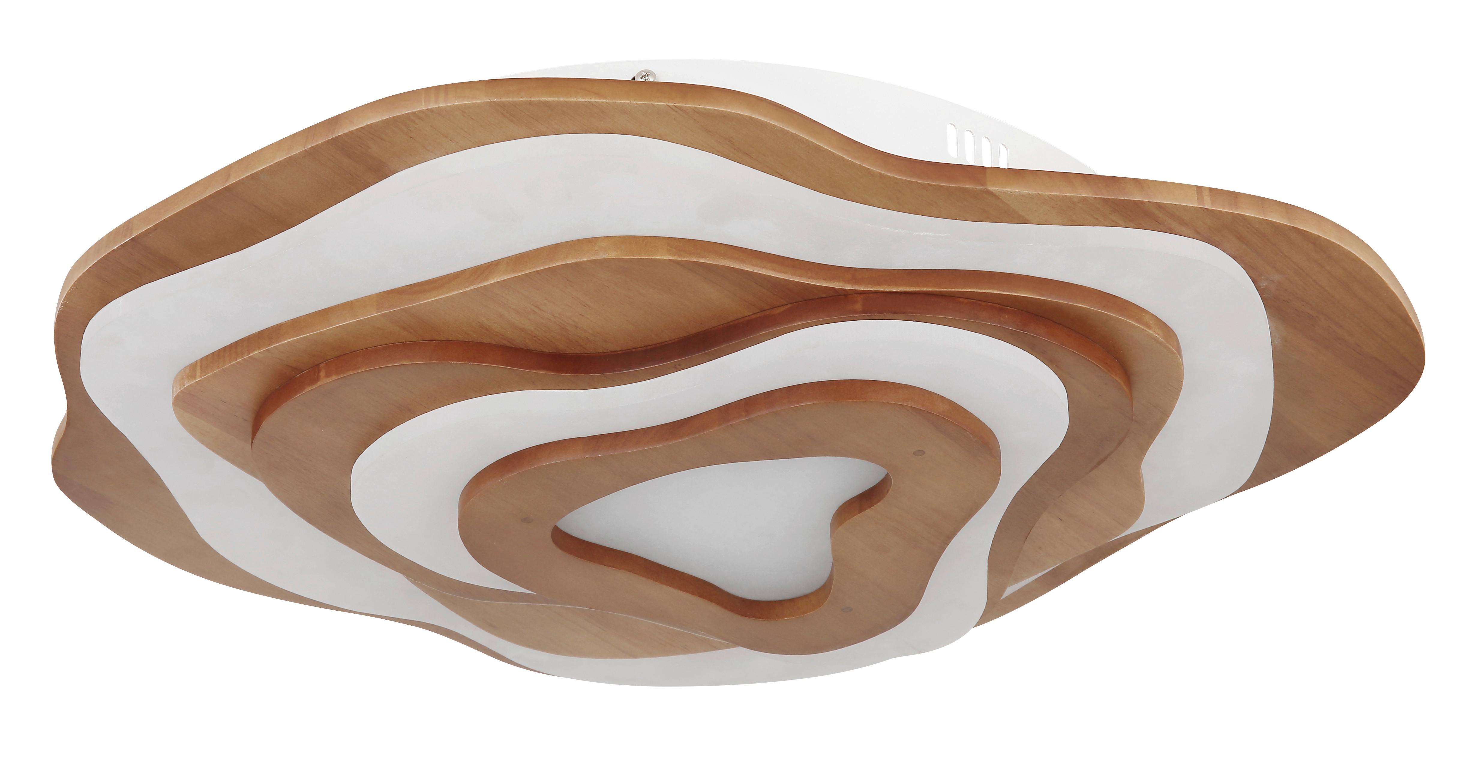 Led-deckenleuchte 41768-40 - Dunkelbraun/Opal, Natur, Holz/Kunststoff (58/50/10cm) - Globo