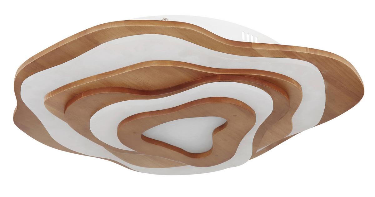 Led-deckenleuchte 41768-40 - Dunkelbraun/Opal, Natur, Holz/Kunststoff (58/50/10cm) - Globo